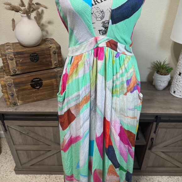 Mara Hoffman Swim Miami Halter Cutout Midi Dress  Floral Size M Resort Wear - Picture 5 of 12